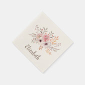 Pastel Pink, Roos Floral Bouquet - Gepersonaliseer Servet (Hoek)