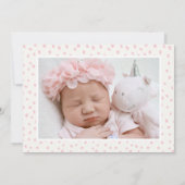 Pastel Pink Rose | Modern Elegant Floral Birth Aankondiging (Achterkant)