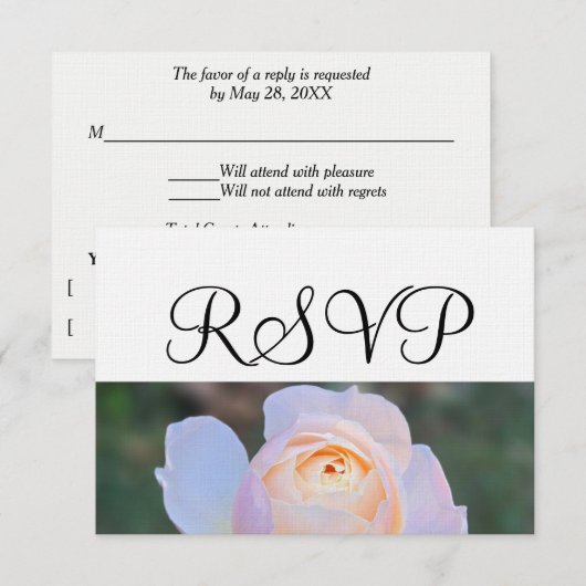Pastel Pink Rose RSVP Kaartje (Voorkant / Achterkant)