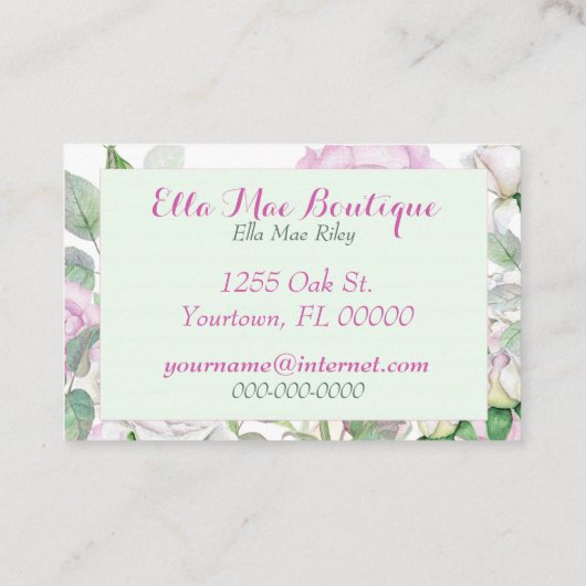 Pastel Pink Rose Visitekaartje (Achterkant)