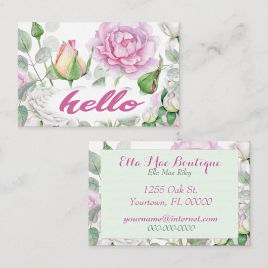 Pastel Pink Rose Visitekaartje (Voorkant / Achterkant)