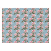 Pastel Pink Roses On A Soft Sky Blue Background  Tafelkleed (Voorkant (Horizontaal))