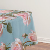Pastel Pink Roses On A Soft Sky Blue Background  Tafelkleed (Voorbeeld)