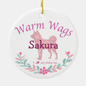 Pastel Pink Shiba Inu | Personalized Christmas Keramisch Ornament (Achterkant)