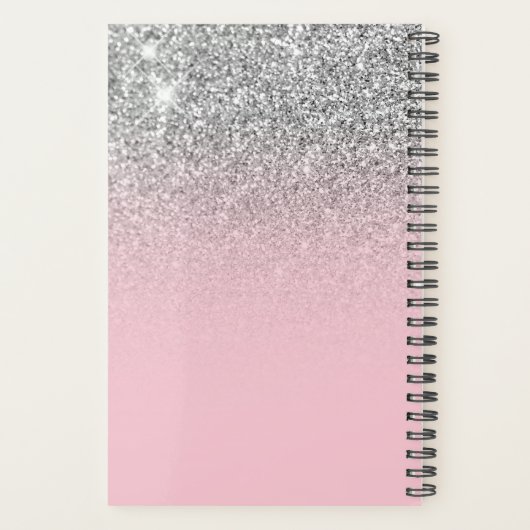Pastel Pink Silver Glitter Ombre Personaliseerd Planner (Achterkant)