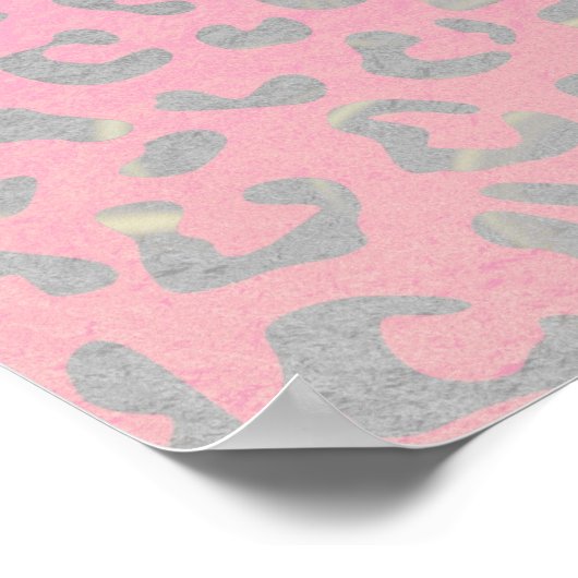 Pastel Pink Silver Leopard Print Poster (Hoek)