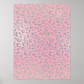 Pastel Pink Silver Leopard Print Poster (Voorkant)