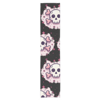 Pastel Pink Skull and Crossbones Korte Tafelloper