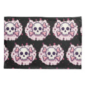 Pastel Pink Skull and Crossbones Kussensloop (Achterkant)