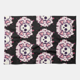 Pastel Pink Skull and Crossbones Theedoek