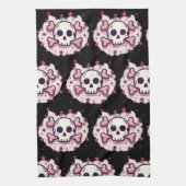 Pastel Pink Skull and Crossbones Theedoek (Verticaal)
