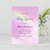 Pastel Pink Sky met Fluffy Clouds Baby shower Kaart (Staand voorkant)