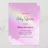 Pastel Pink Sky met Fluffy Clouds Baby shower Kaart (Voorkant / Achterkant)