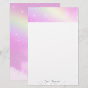 Pastel Pink Sky met gele regenboog Briefpapier