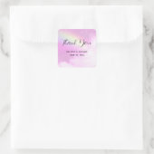 Pastel Pink Sky met gele regenboog Dank u Vierkante Sticker (Tas)