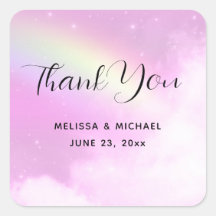 Pastel Pink Sky met gele regenboog Dank u