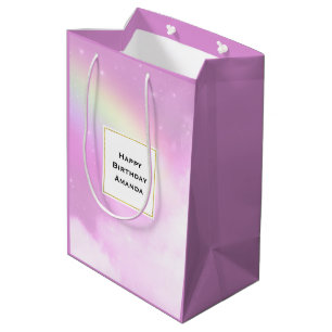 Pastel Pink Sky met gele regenboog Medium Cadeauzakje
