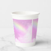 Pastel Pink Sky met gele regenboog Papieren Bekers (Voorkant)