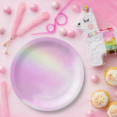Pastel Pink Sky met gele regenboog Papieren Bordje (Feest)
