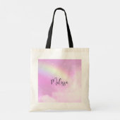 Pastel Pink Sky met gele regenboog Tote Bag (Achterkant)