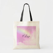 Pastel Pink Sky met gele regenboog Tote Bag (Voorkant)