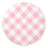 Pastel Pink Small Gingham Keramische Knop (Voorkant)