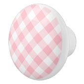 Pastel Pink Small Gingham Keramische Knop (Rechts)