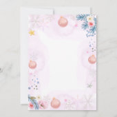 Pastel Pink Snowflake Floral Winter Baby Shower Kaart (Achterkant)