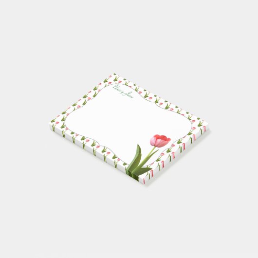 Pastel Pink Spring Tulip Floral Foto Post-it® Notes (Schuin)