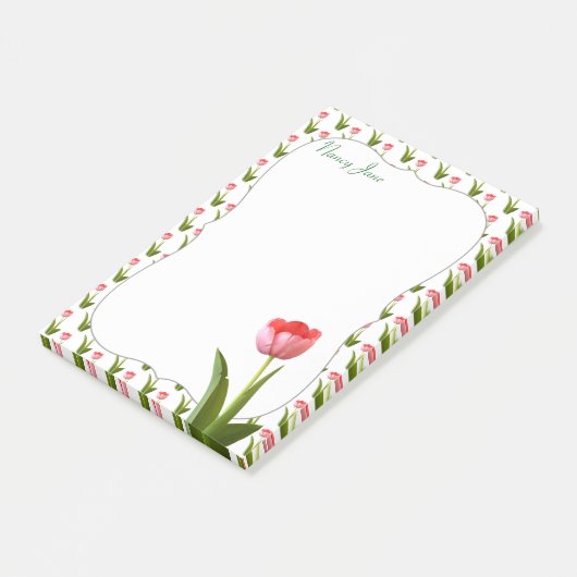 Pastel Pink Spring Tulip Floral Foto Post-it® Notes (Schuin)