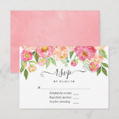 Pastel Pink Spring Waterverf Peonies Wedding RSVP Kaartje (Voorkant / Achterkant)