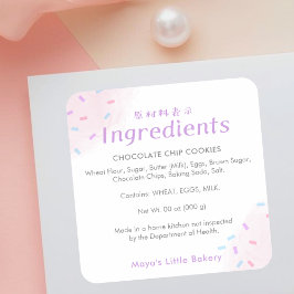 Pastel Pink Sprinkle Bakery Ingredient Product Vierkante Sticker