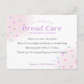 Pastel Pink Sprinkle Bread Care Instructions Bedankkaart (Voorkant)