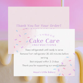 Pastel Pink Sprinkle Cake Care Instructions Bedankkaart