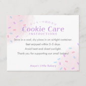 Pastel Pink Sprinkle Cookie Care Instructions Bedankkaart (Voorkant)