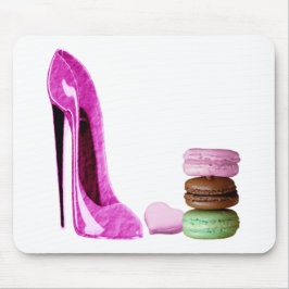 Pastel Pink Stiletto en Franse Macaroons Art Muismat