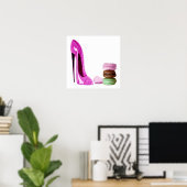 Pastel Pink Stiletto en Poster Franse Macaroons (Thuiskantoor)