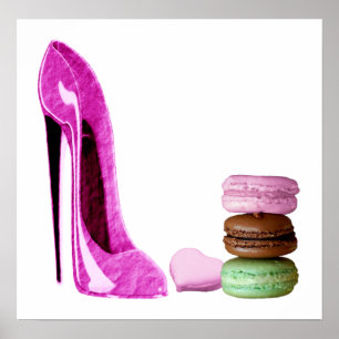 Pastel Pink Stiletto en Poster Franse Macaroons
