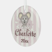Pastel Pink Stripe Cute Baby Koala Girl Glas Ornament (Voorkant links)