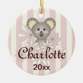 Pastel Pink Stripe Cute Baby Koala Girl Kerstmis Keramisch Ornament (Voorkant)