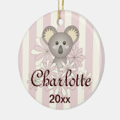 Pastel Pink Stripe Cute Baby Koala Girl Kerstmis Keramisch Ornament (Links)