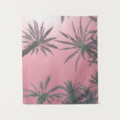Pastel Pink Sunset Palm Trees Wandkleed (Voorkant)