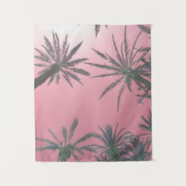 Pastel Pink Sunset Palm Trees Wandkleed