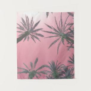 Pastel Pink Sunset Palm Trees Wandkleed