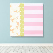 Pastel Pink Tan Girly Floral Wall Art Canvas Afdruk (Insitu (Houten vloer))
