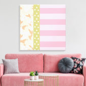 Pastel Pink Tan Girly Floral Wall Art Canvas Afdruk (Insitu (Woonkamer))