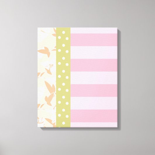 Pastel Pink Tan Girly Floral Wall Art Canvas Afdruk (Voorkant)