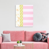 Pastel Pink Tan Girly Floral Wall Art Canvas Afdruk (Insitu (Woonkamer))