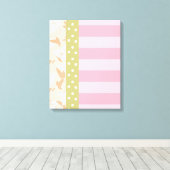 Pastel Pink Tan Girly Floral Wall Art Canvas Afdruk (Insitu (Houten vloer))