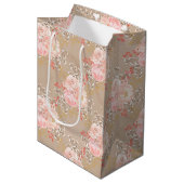 PASTEL PINK & TAN WATERVERF FLOWERS MEDIUM CADEAUZAKJE (Voorkant Gekanteld)